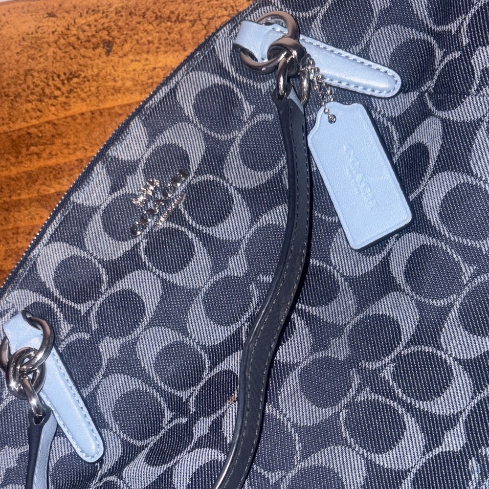 Coach Navy and Black Signature Shoulder Bag - Picture 3 of 8